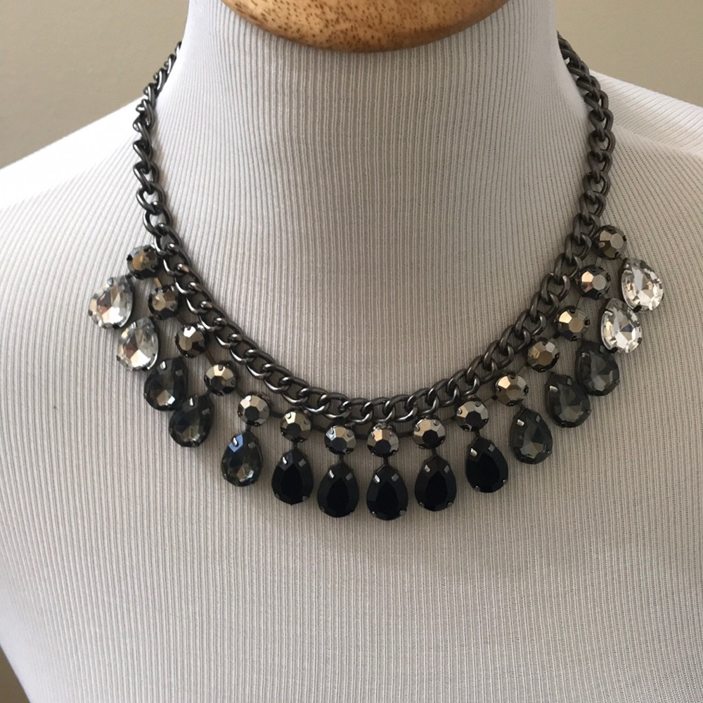 Statement Necklace Black and Silver